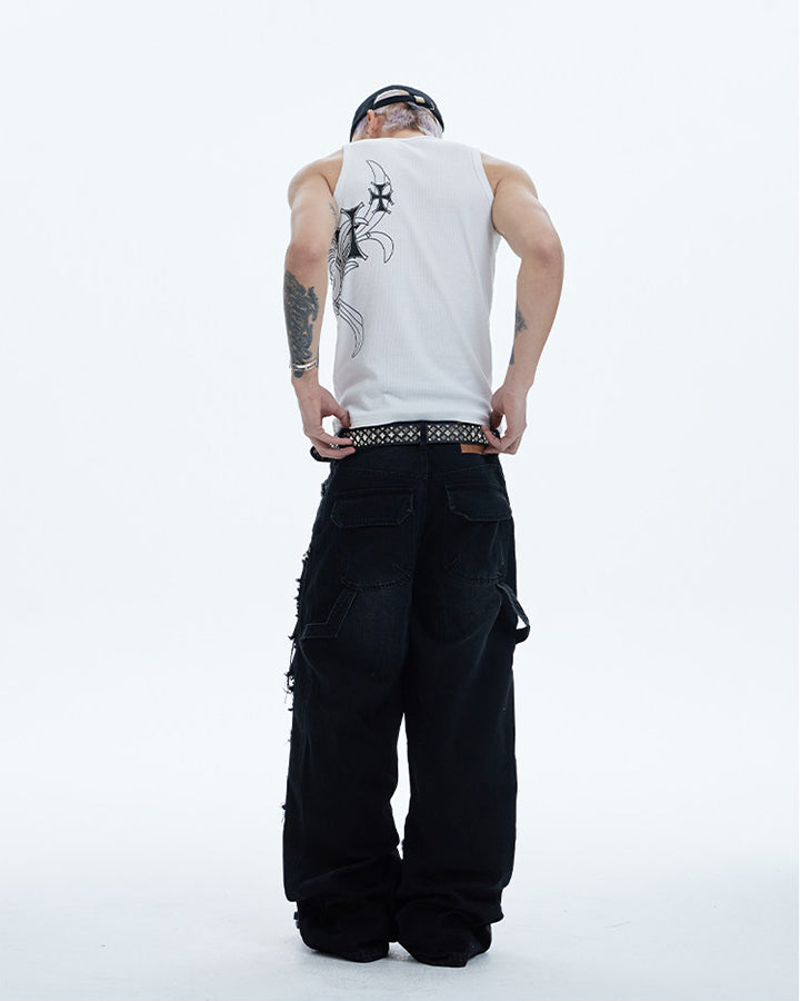 American Street Hip-Hop Slim Cross Tank Top New