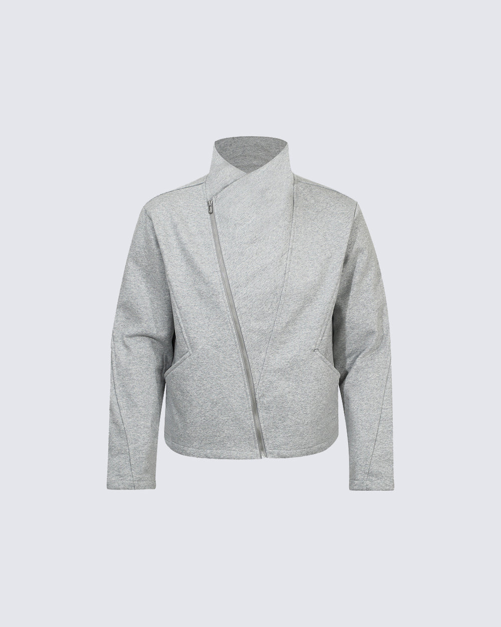 Minimalist Asymmetric Zip Stand Collar Jacket