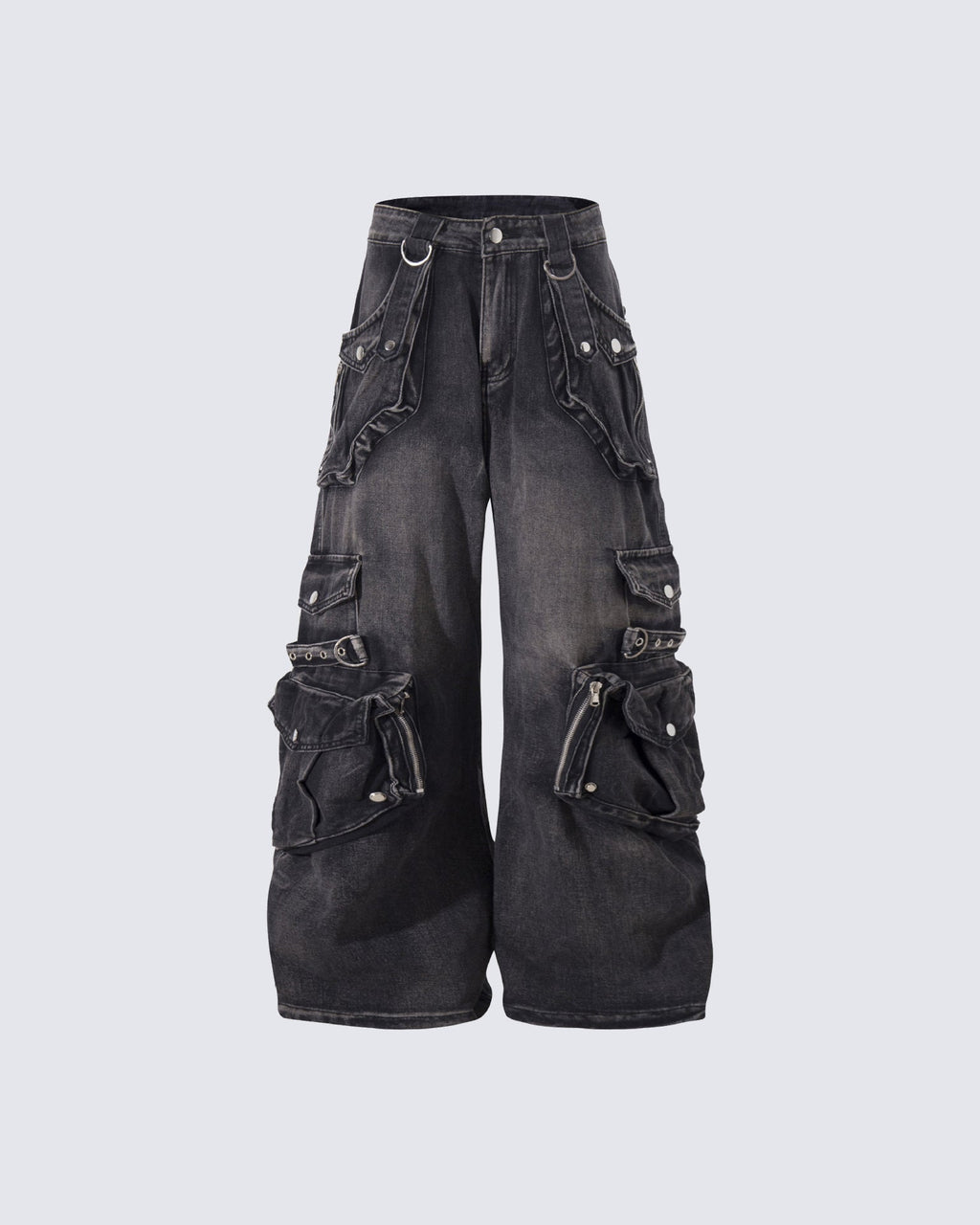 Vintage Streetwear Cargo Flared Jeans