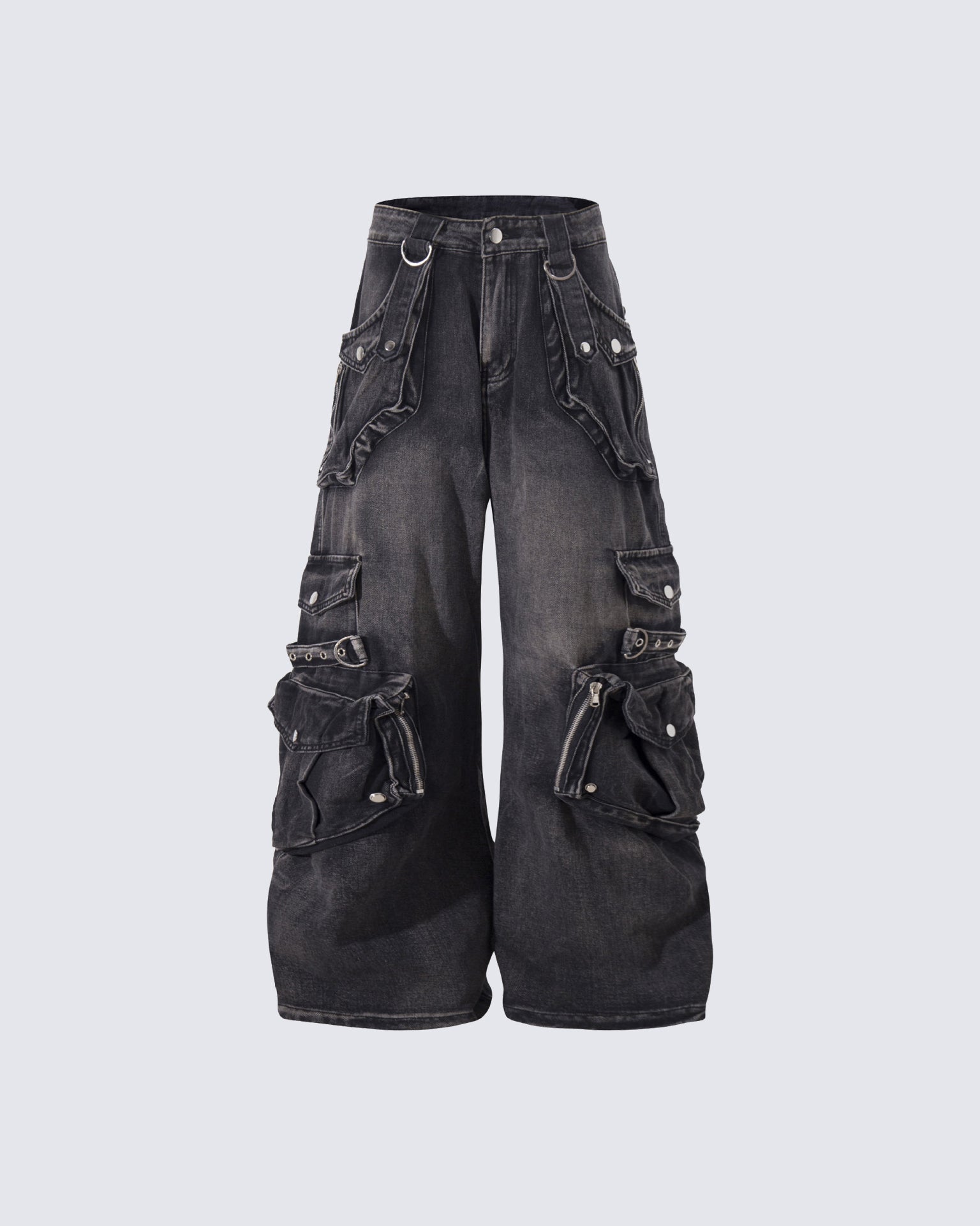 Vintage Streetwear Cargo Flared Jeans