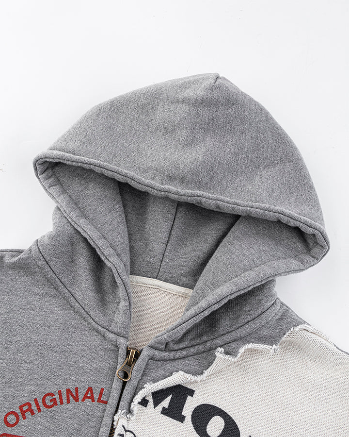 Design Contrast Patchwork Hooded Sweatshirt