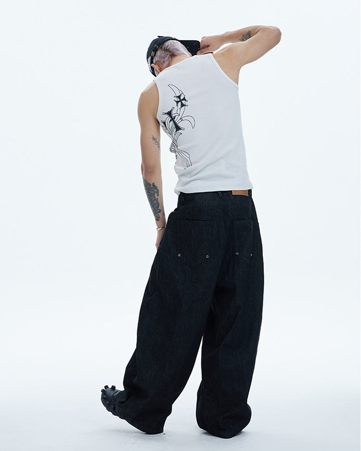 American Street Hip-Hop Slim Cross Tank Top New