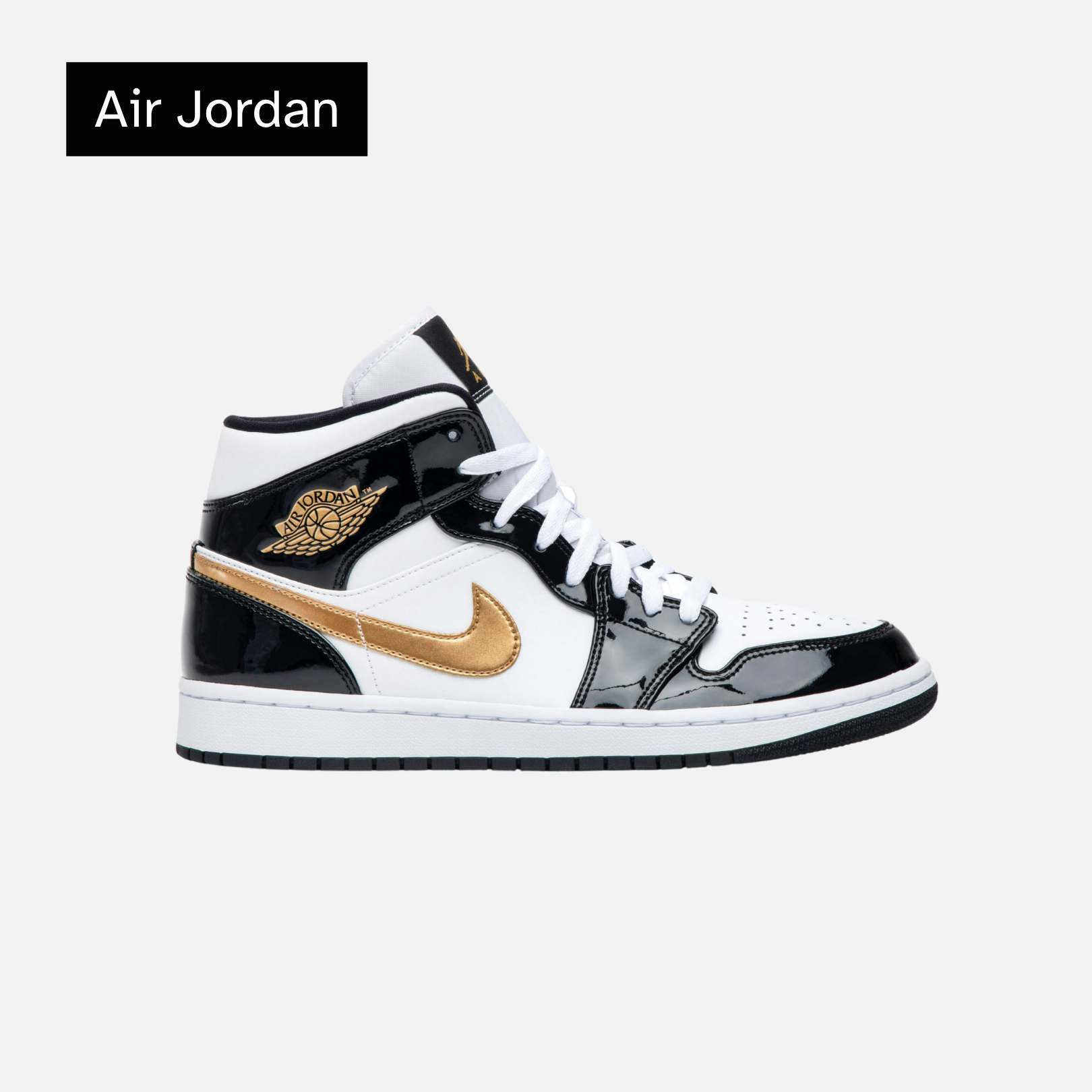 Air Jordan 1 Mid Patent 'Black Gold'