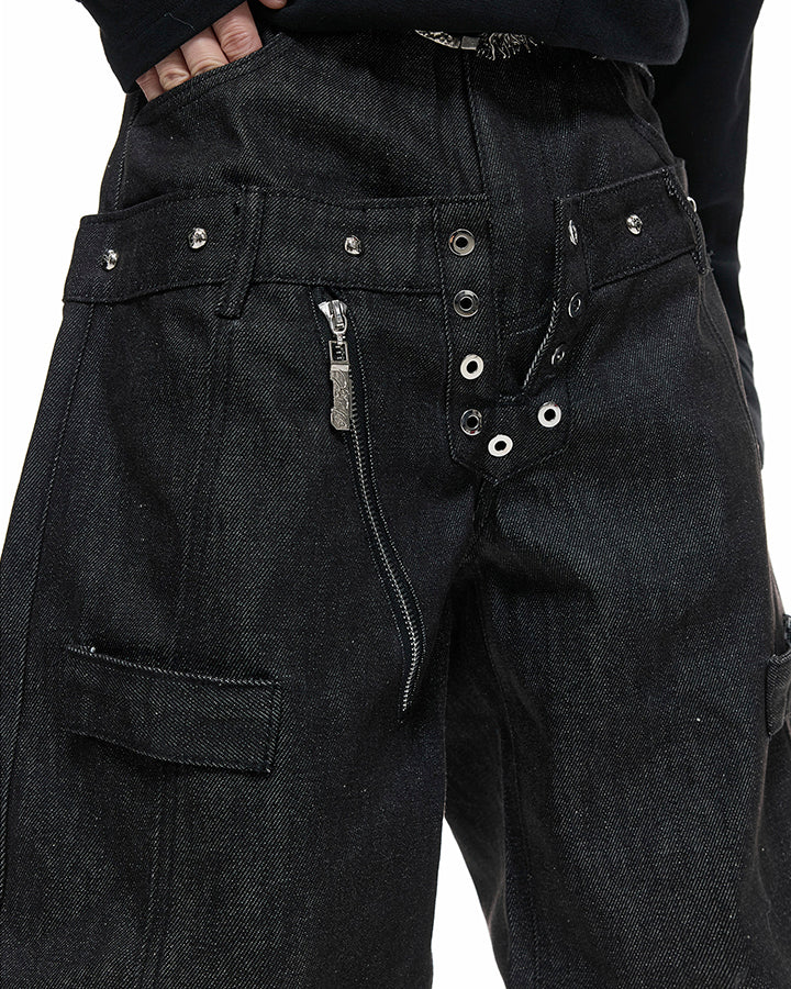 Double Waist Sagging Heavy Denim Pants