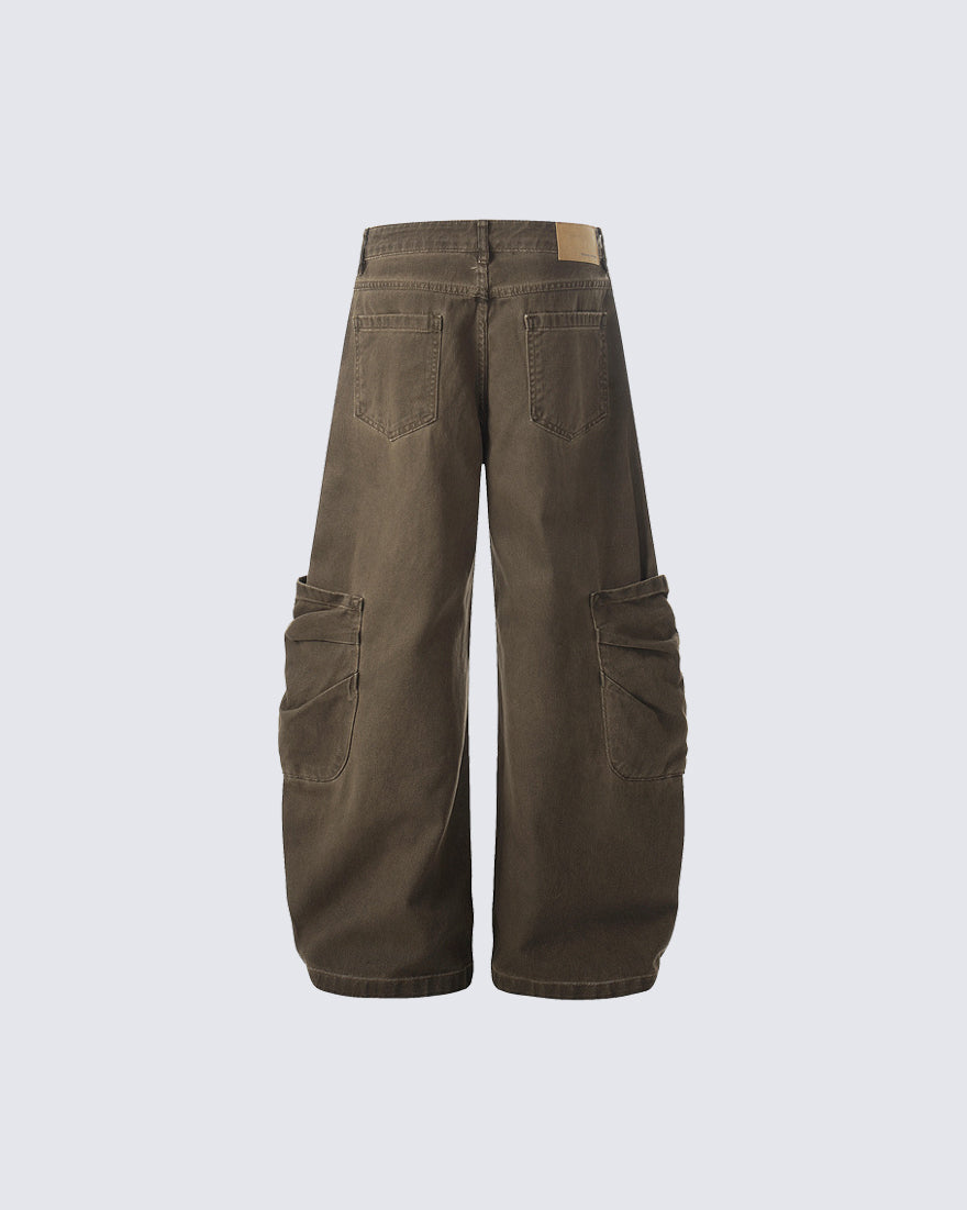 Vintage Washed Cargo Wide-Leg Scimitar Pants