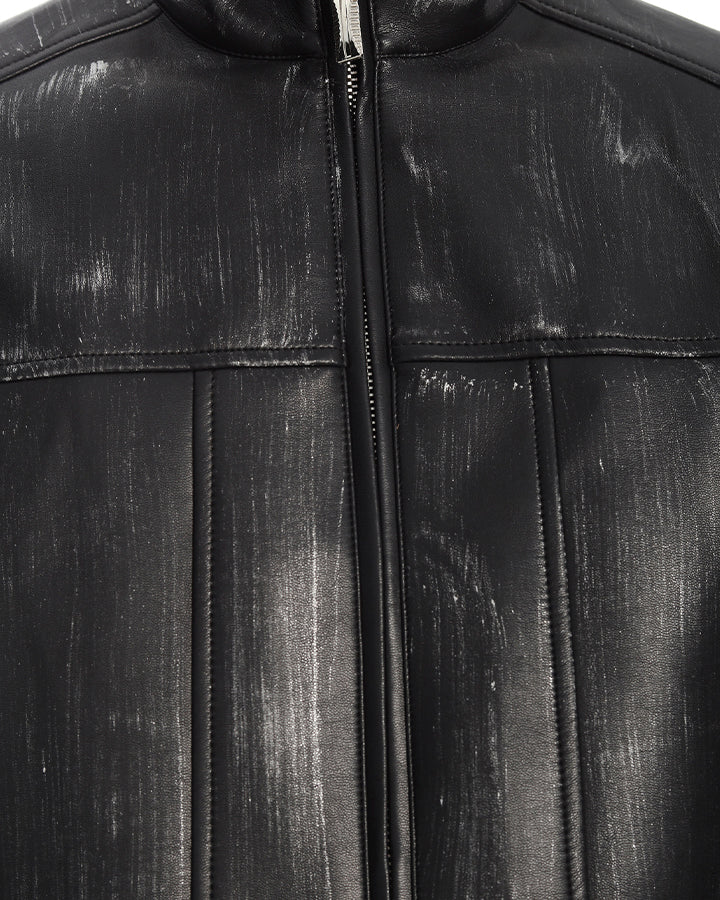 New PU Stand Collar Zip-Up Jacket