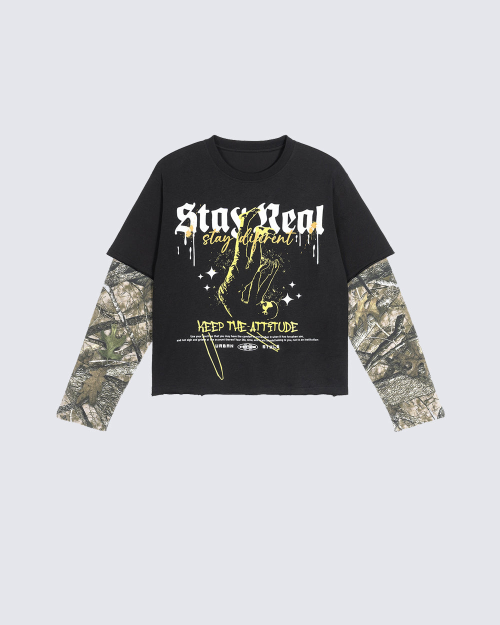 Graphic Camo Sleeve Layered Tee
