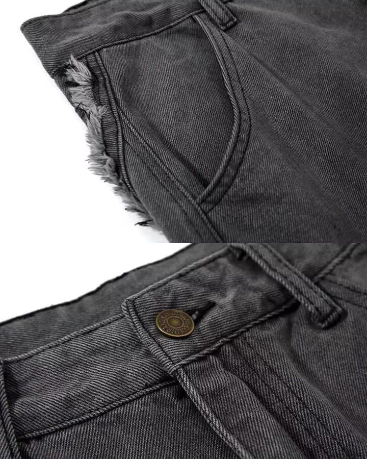 American Dark Washed Deconstructed Wide Leg Pants