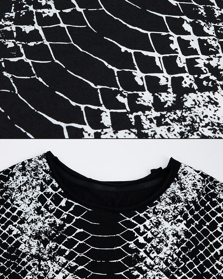 American Street Snake Print Distressed Long Sleeve T-Shirt