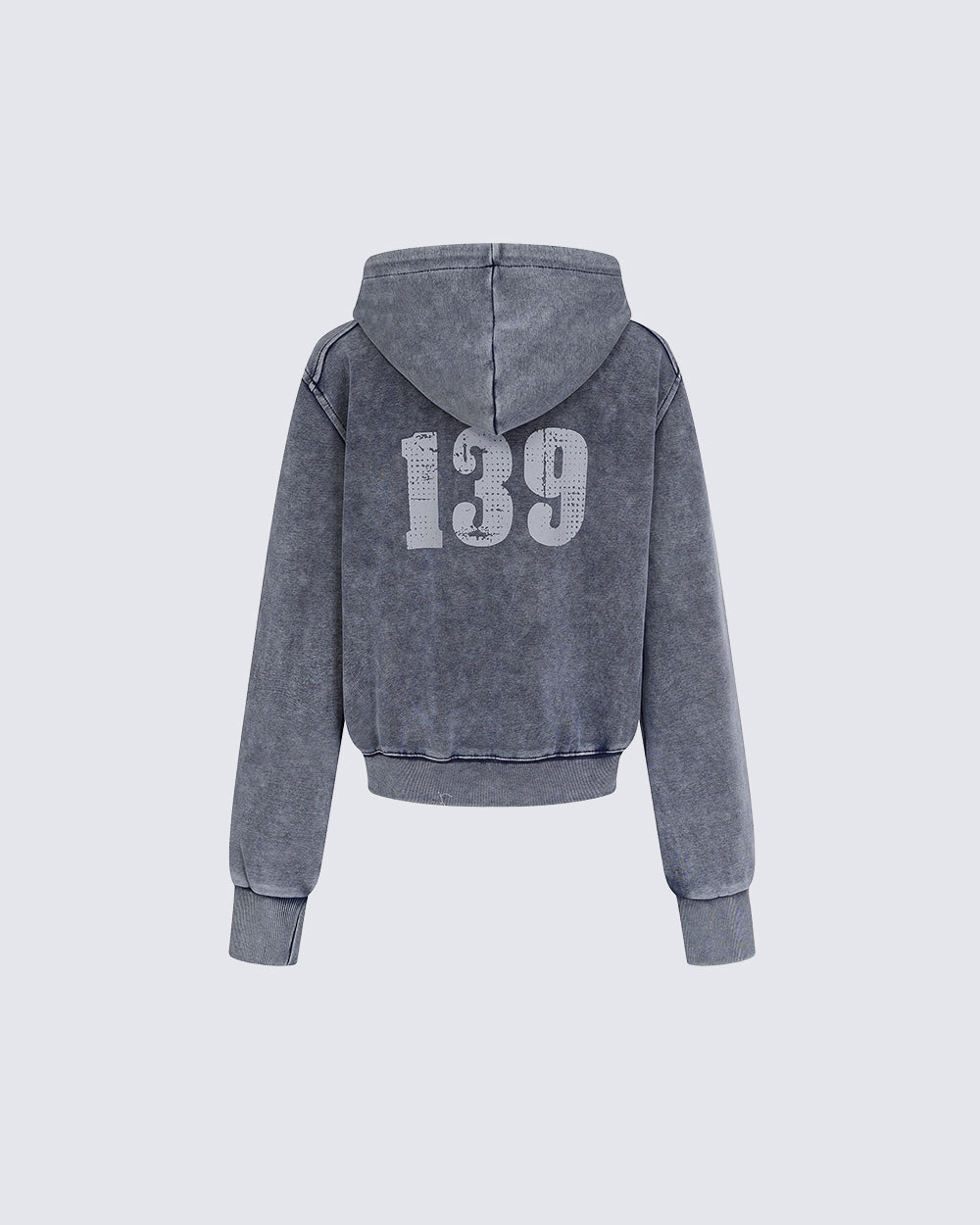 American Street Distressed Print Zip-Up Hoodie