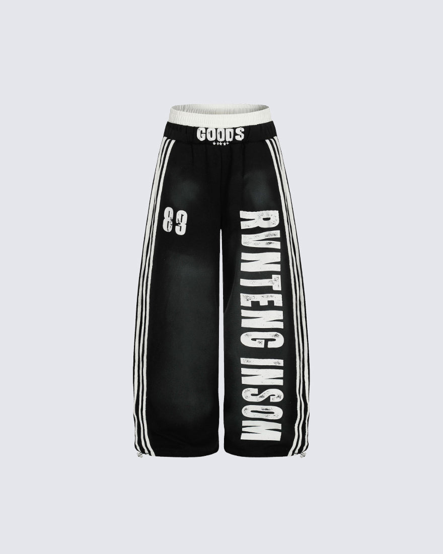 Washed Tie-Dye Letter Print Casual Pants