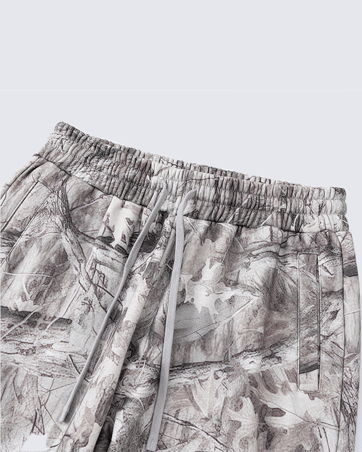 Fleece-Lined Camouflage Print Straight-Leg Pants