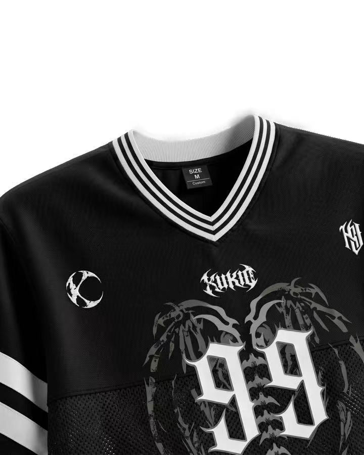 Retro Gothic Number Cropped Street Jersey