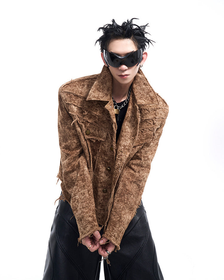 Retro Distressed Short Cotton Jacket