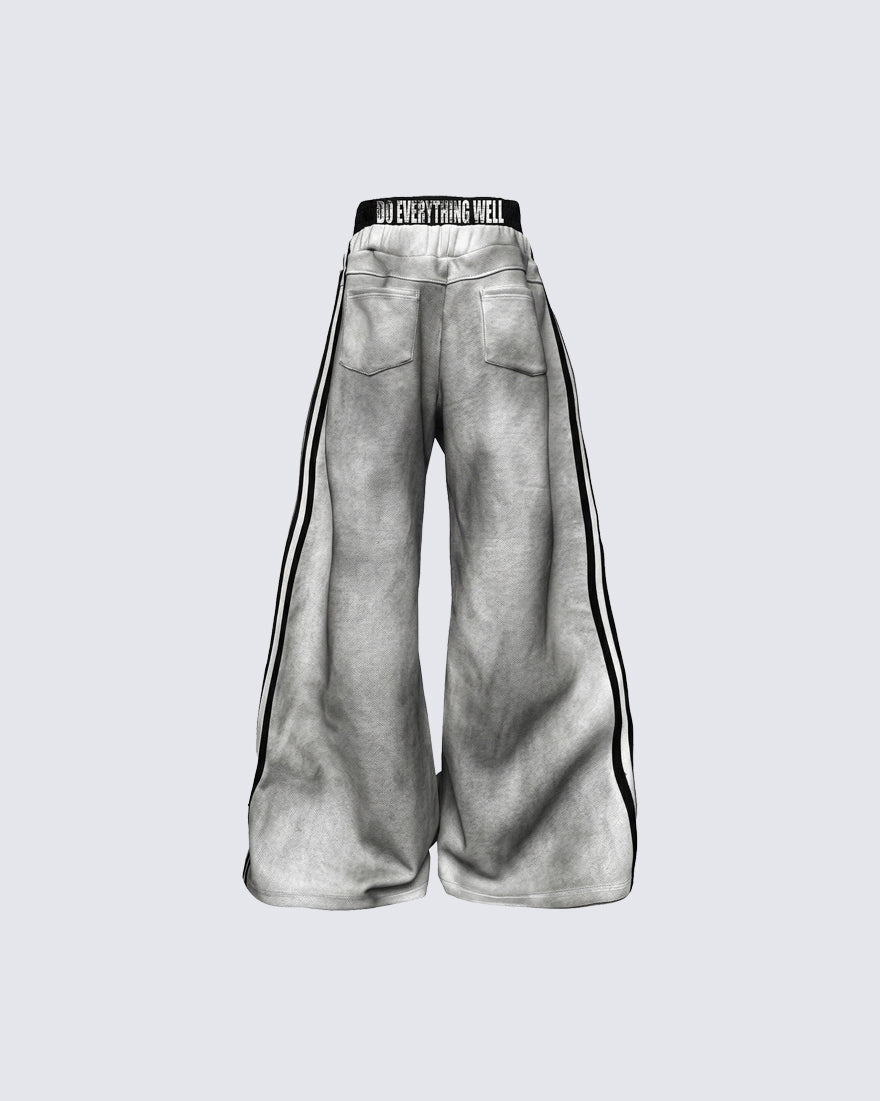 New Double Waist Letter Print Wide-Leg Pants