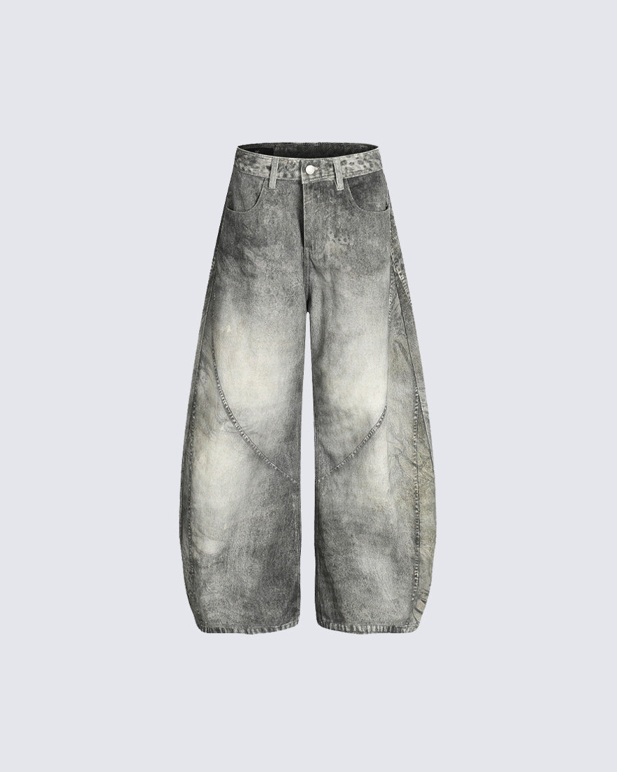 Vintage Washed Wide-Leg Jeans