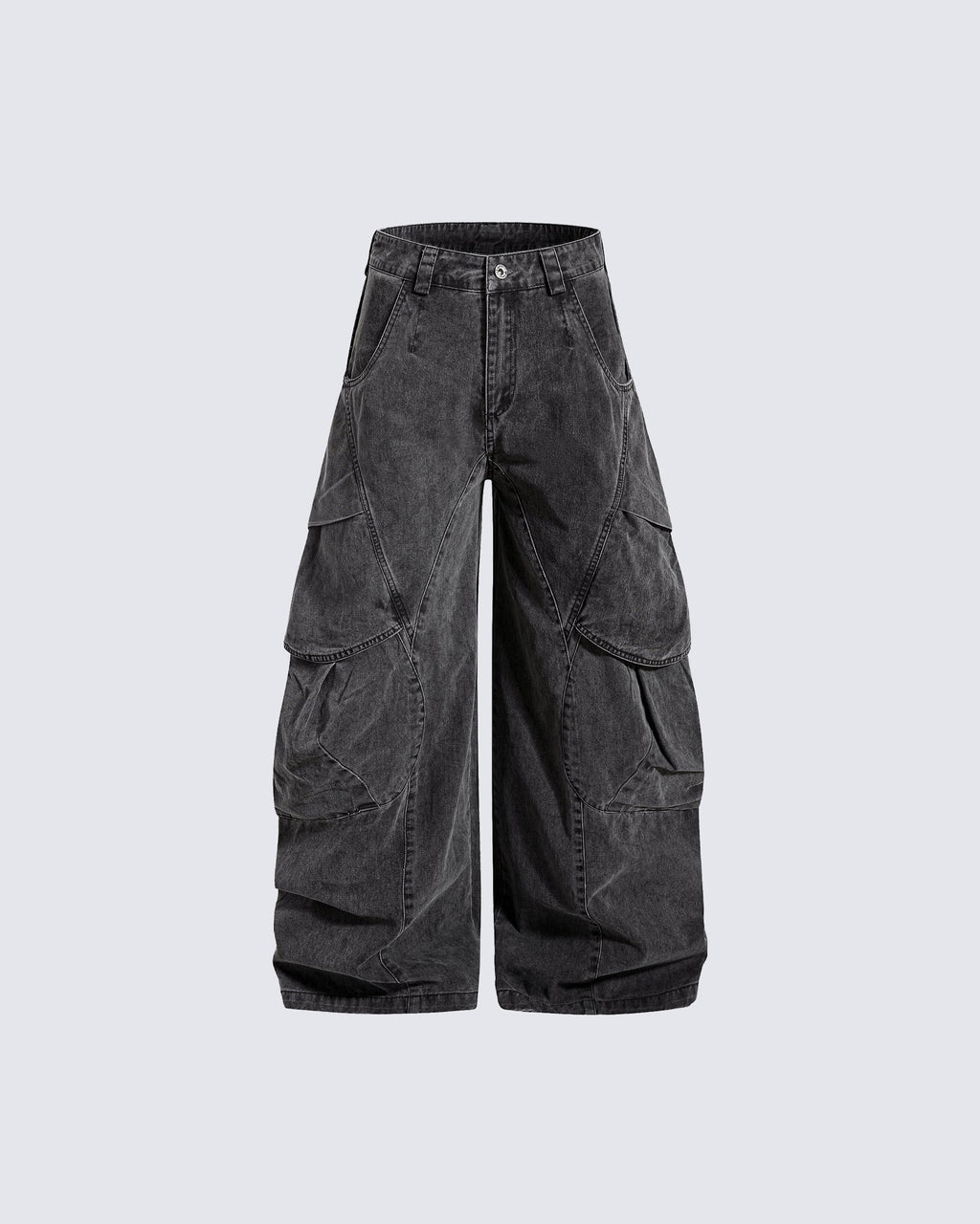 Distressed Panel Wide-Leg Denim Pants