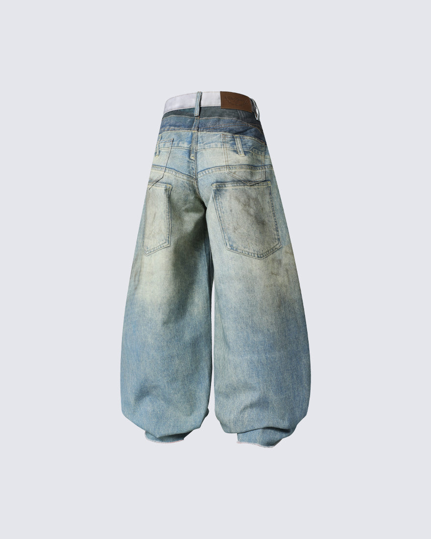 Vintage New Washed Distressed Balloon Jeans