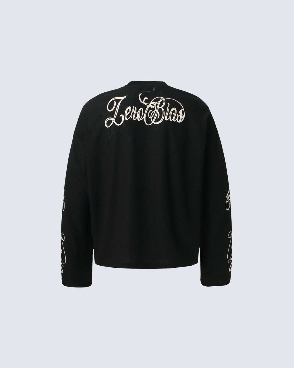 American Vintage Letter Print Waffle Long Sleeve T-Shirt