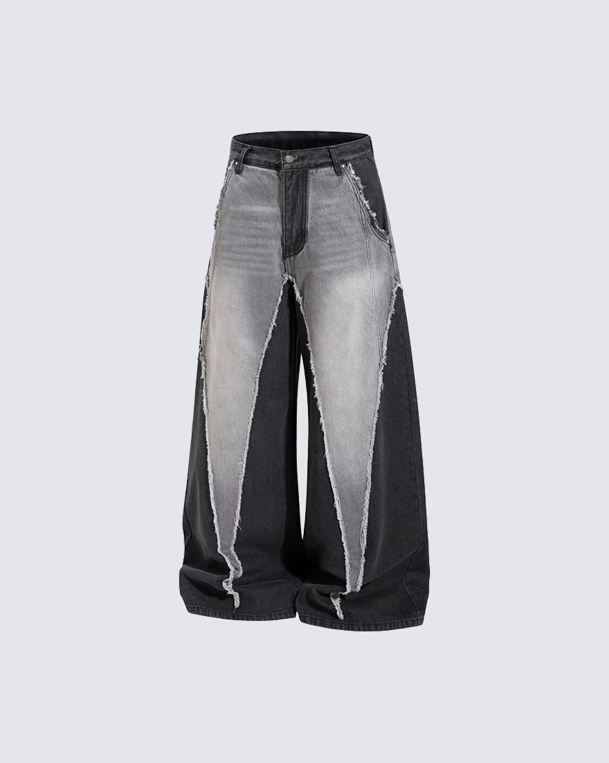 Vintage Washed Patchwork Denim Pants
