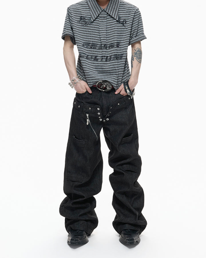 Double Waist Sagging Heavy Denim Pants