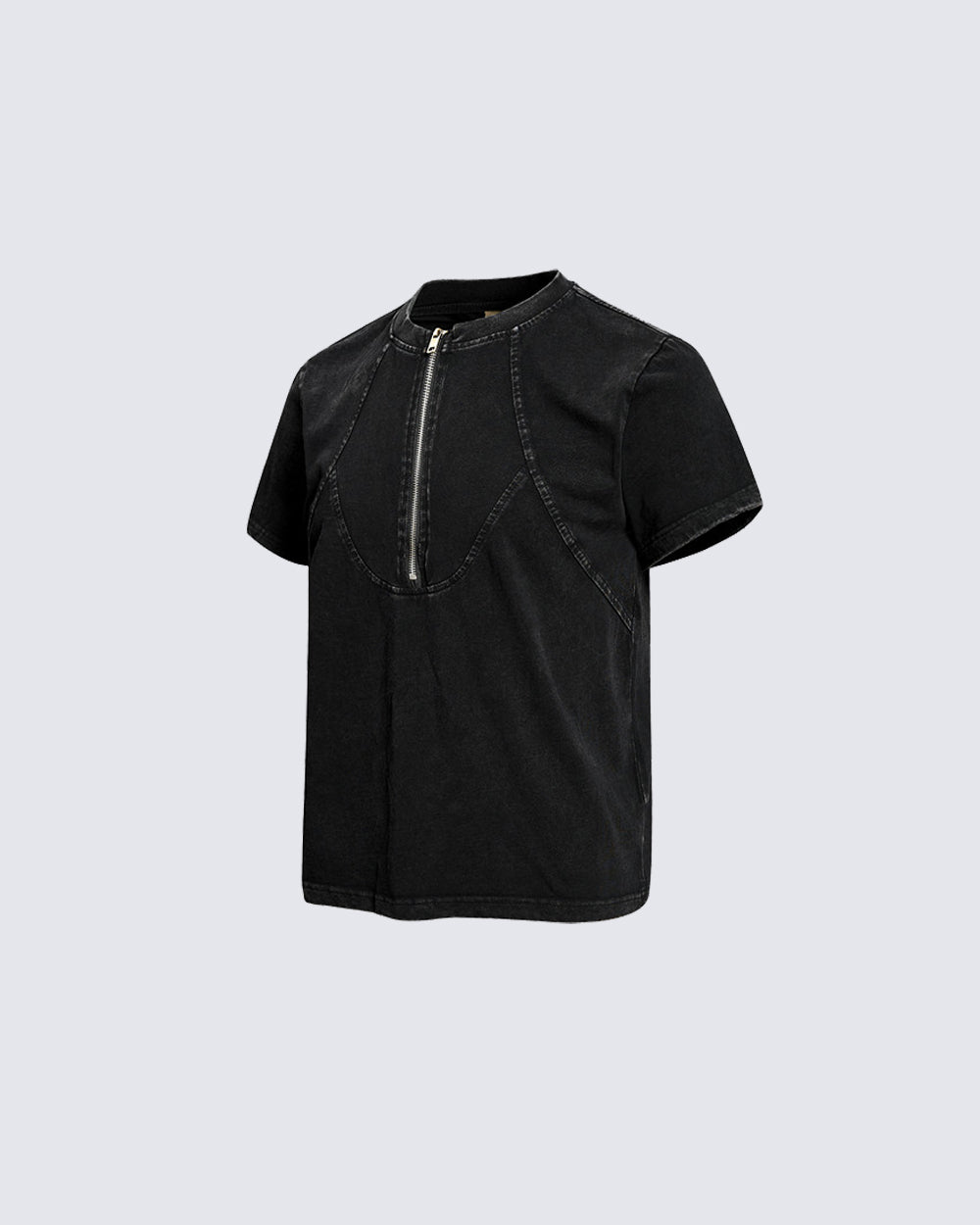 Vintage Washed Zip Panel T-Shirt