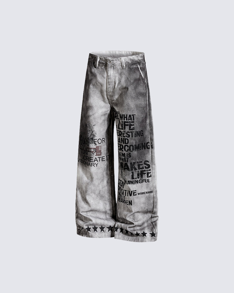 Street Hip-Hop Distressed Denim Jeans