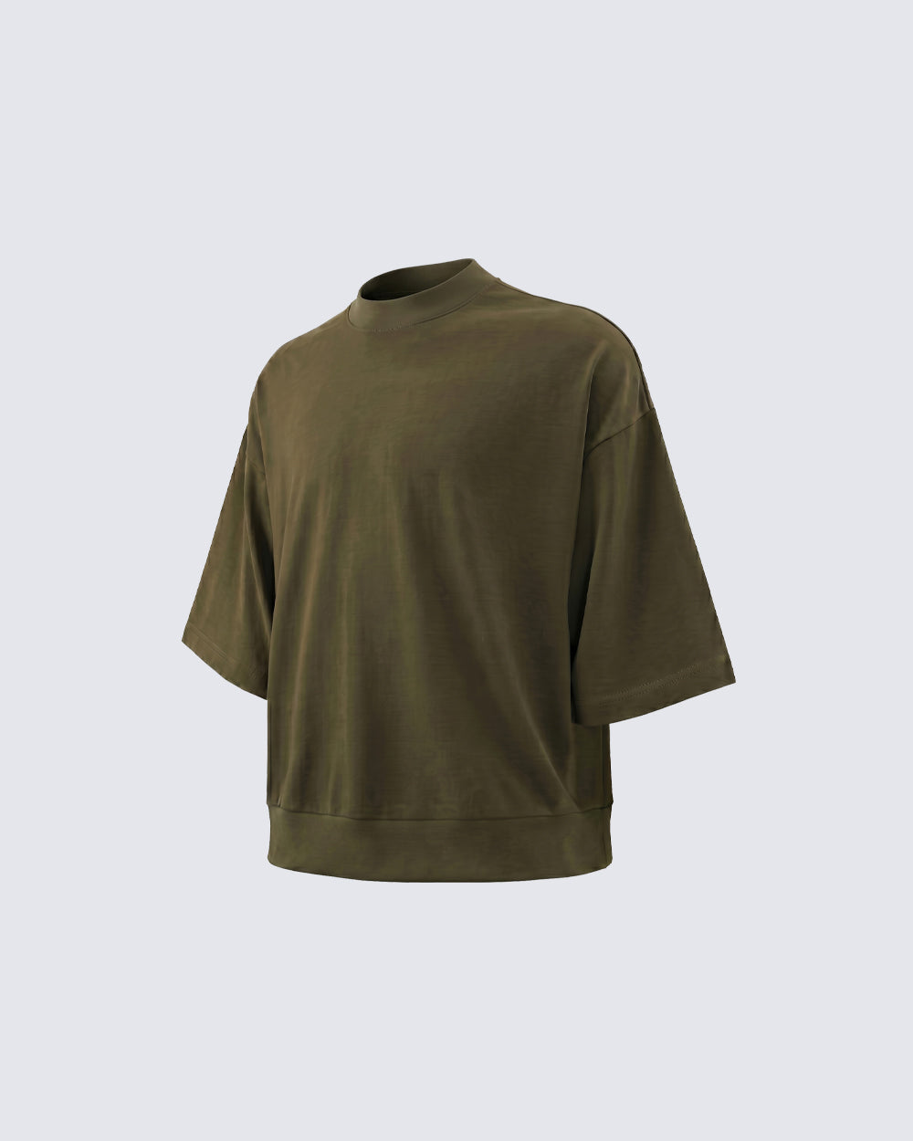 New Minimal Mock Neck Short Sleeve T-Shirt