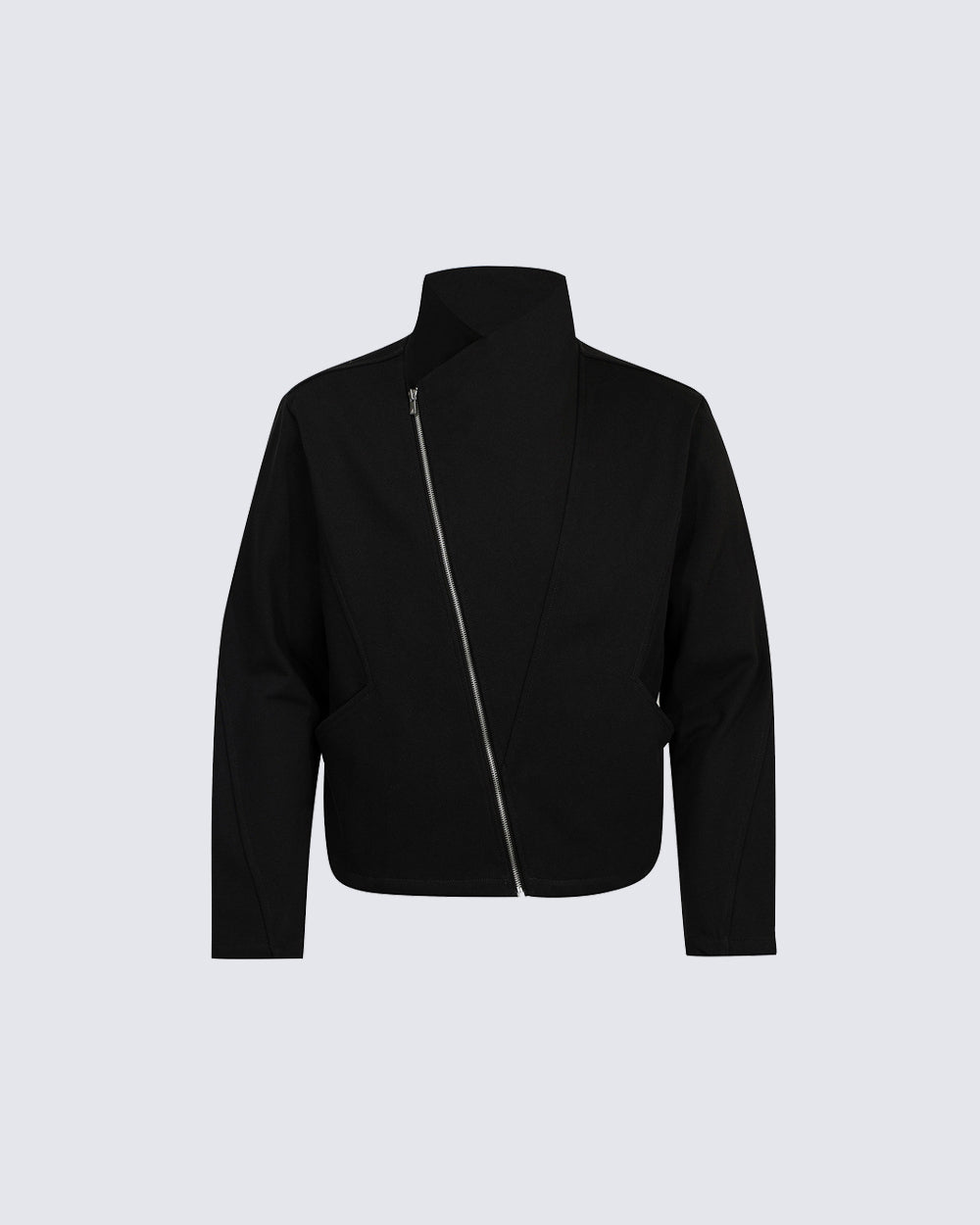 Minimalist Asymmetric Zip Stand Collar Jacket