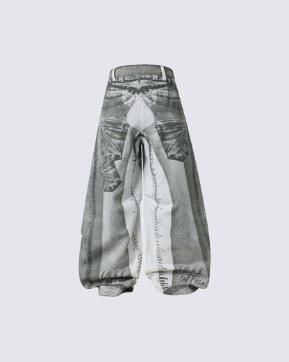 New American 3D Print Wide-Leg Pants