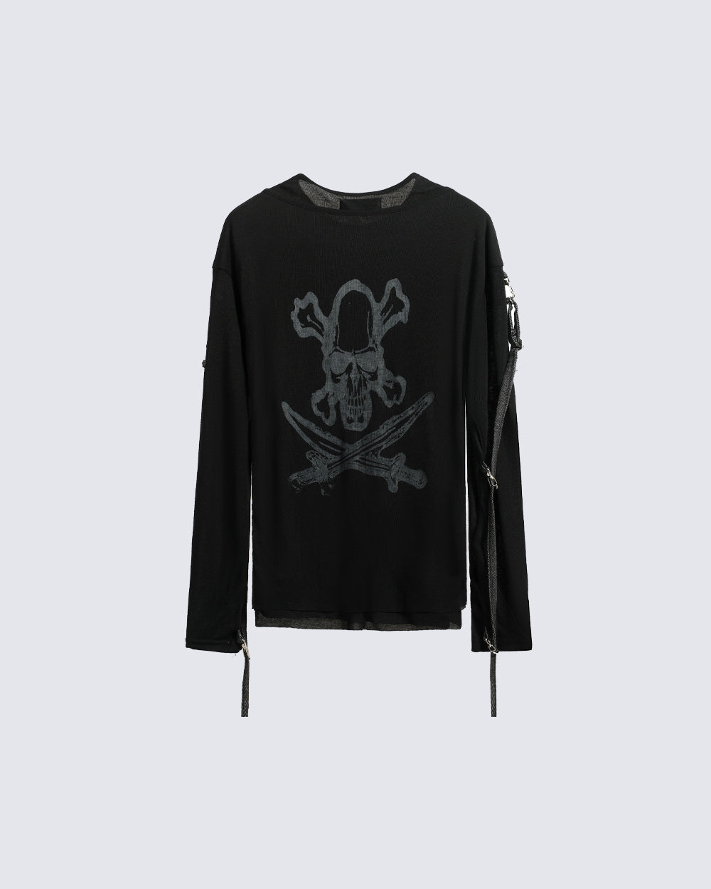 Gothic Skull Print Long Sleeve T-Shirt