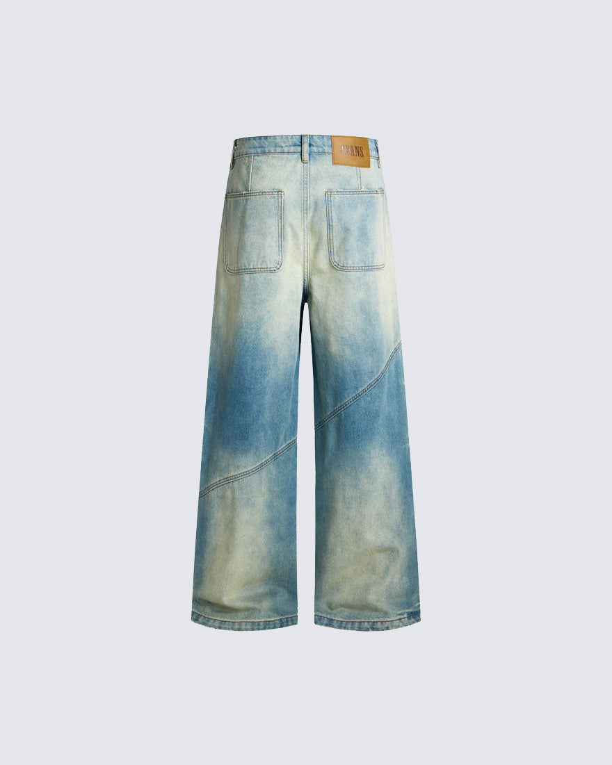 Washed Faded Distressed Irregular Denim