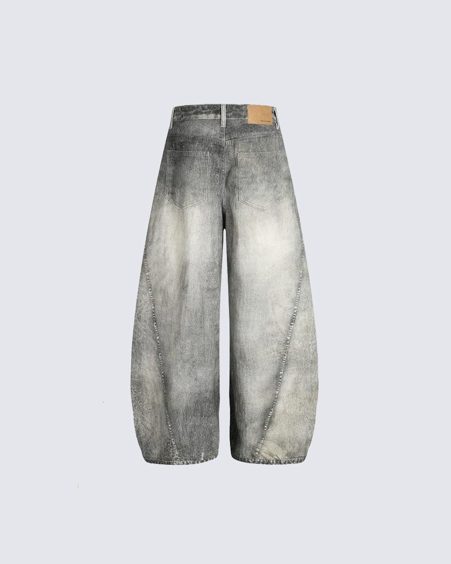 Vintage Washed Wide-Leg Jeans