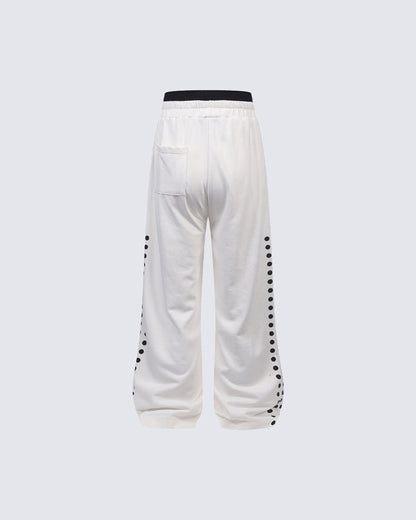 New Street Washed Distressed Curved Track Pants