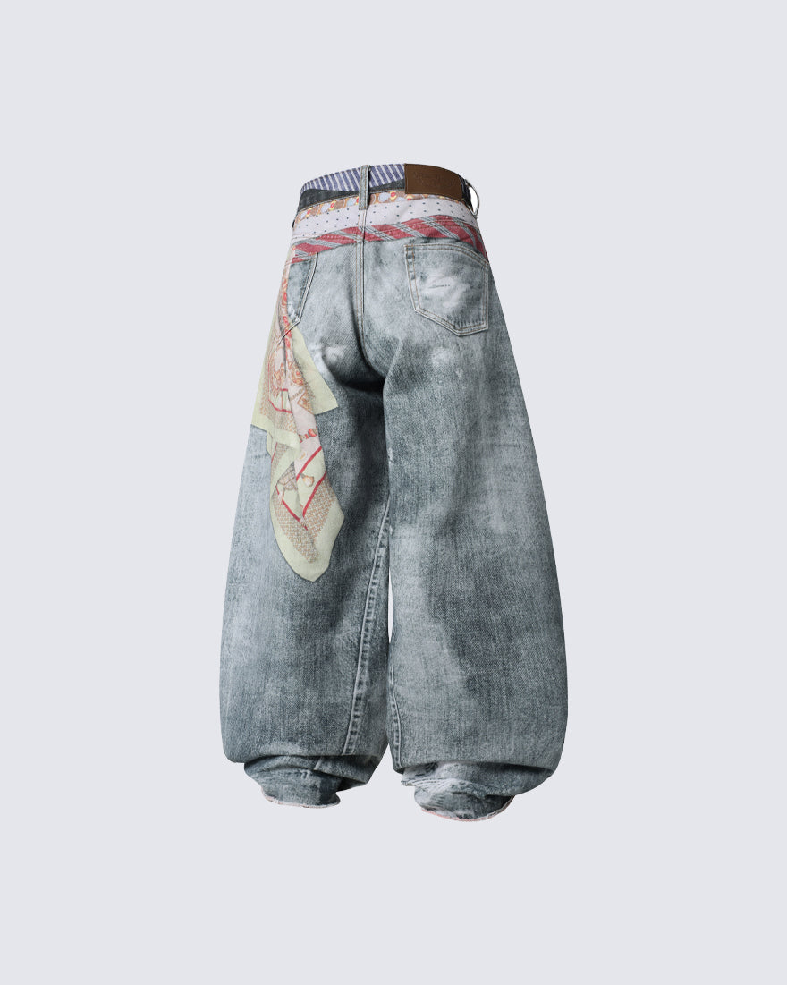 New Tied-Print Balloon Jeans