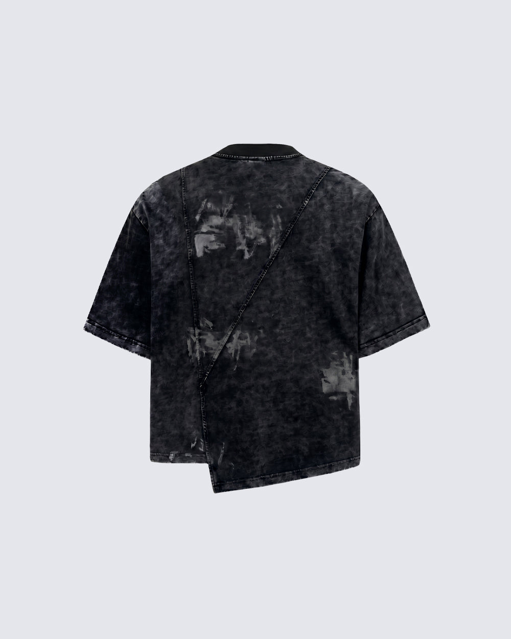 Distressed Asymmetrical Panel Short Sleeve T-Shirt