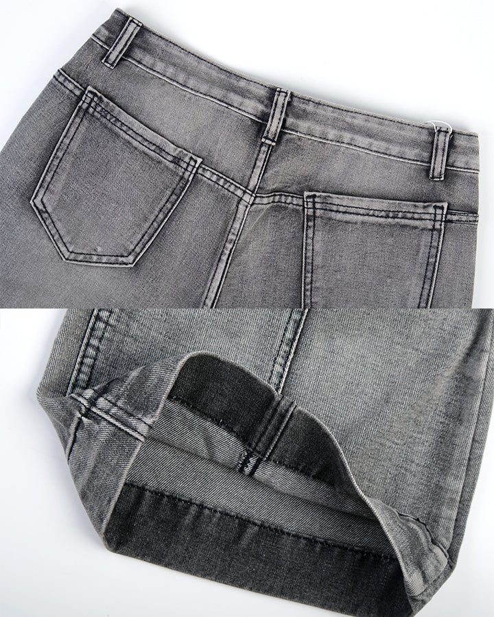 Niche Light-Asian Deconstructed Flared Jeans