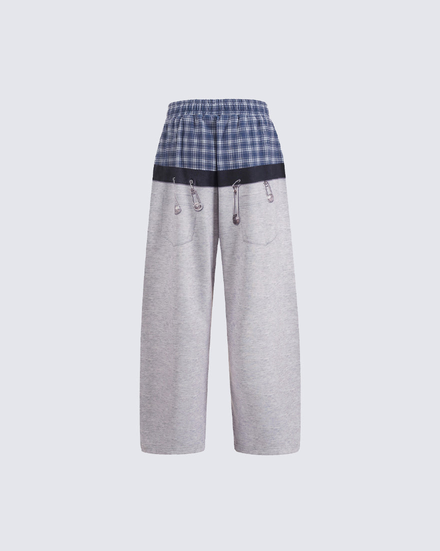 Graphic Print Patchwork Casual Wide Leg Pants