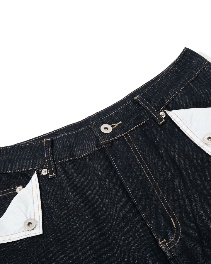 Wide Leg Denim Cargo Casual Pants