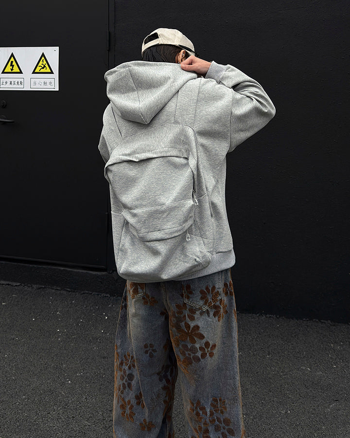 American 3D Backpack Hooded Zip-Up Sweatshirt