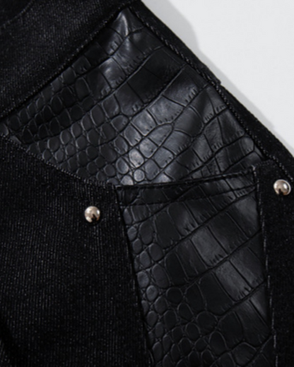 Retro Studded Button-Front Denim Pants