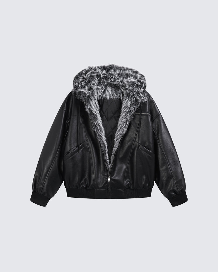 New American-Style Cool Faux Leather Jacket Coat