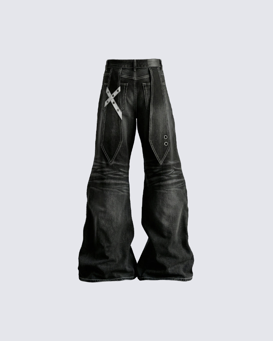Post-Apocalyptic Flared Distressed Denim