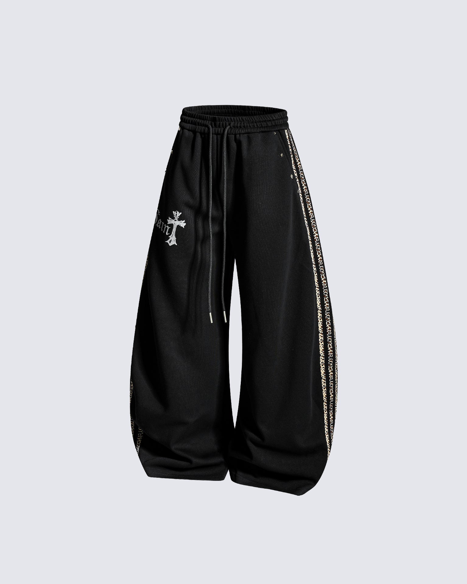 Winter Cross Print Wide-Leg Sweatpants