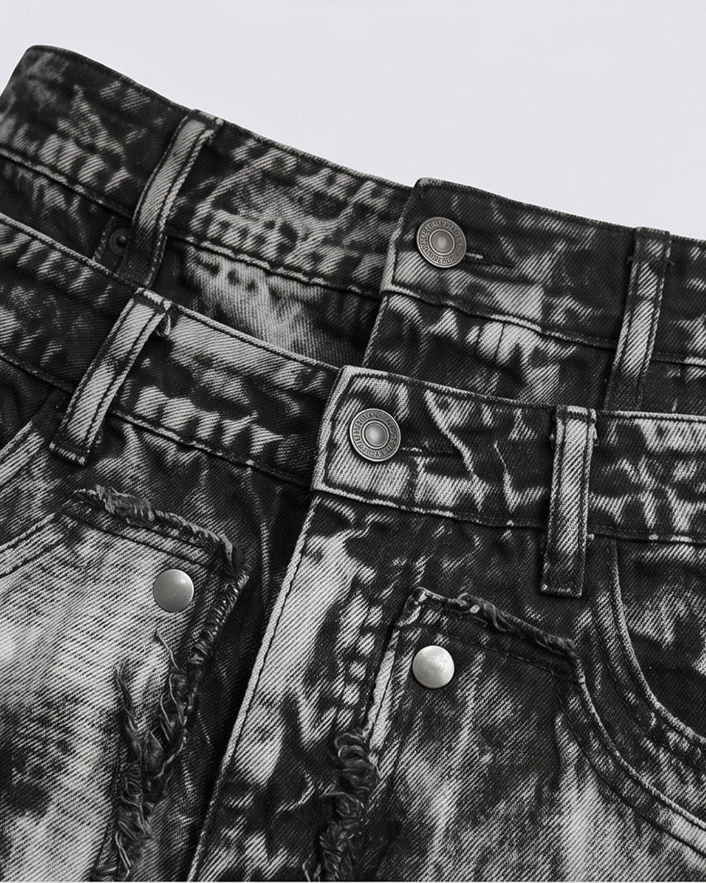 KIIKIO-Distressed Washed Layered Denim Shorts New