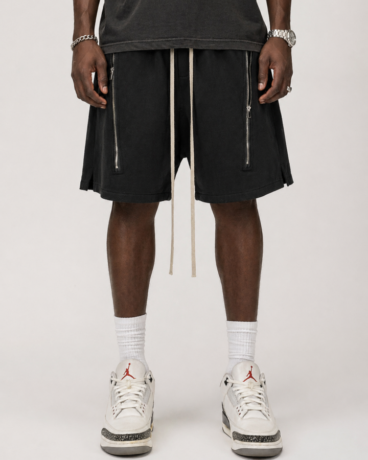 Minimal Zipper Detail Street Shorts