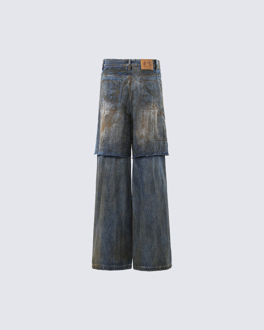 Vintage Split-Cut Denim Jeans