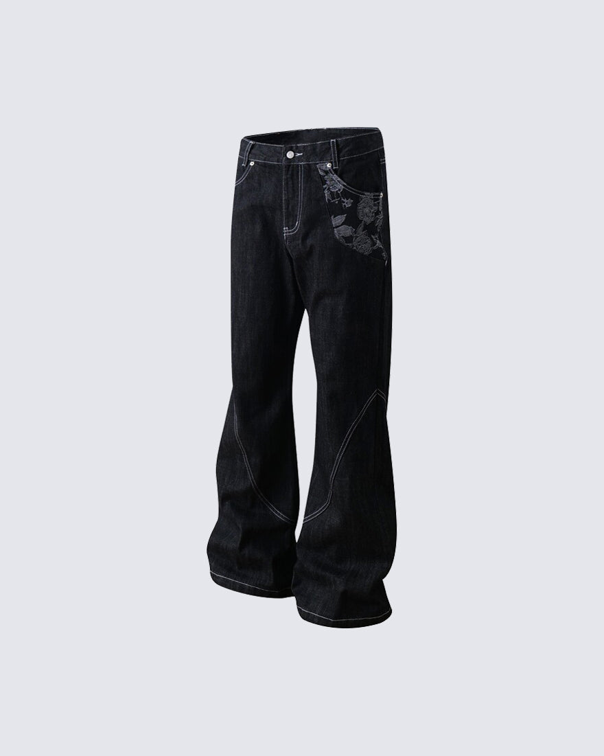 American High Street Flared Black Jeans