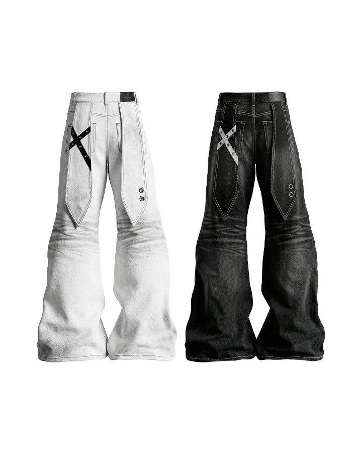 Post-Apocalyptic Flared Distressed Denim