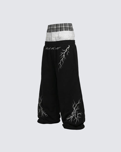 LIGHTNING Series | Layered Waist Wide-Leg Sweatpants